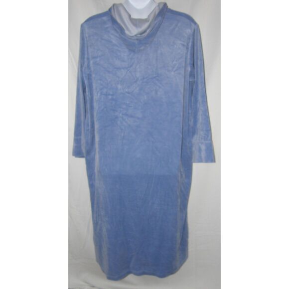 Blue Plus Sz 2X Soft Velour Hooded Zip Up Roomy Lounge Robe Pockets DRAMS & CO - Picture 3 of 4